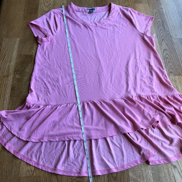 Chelsea28 Pink Ruffle Hem Tunic Top Size Small - Picture 10 of 10